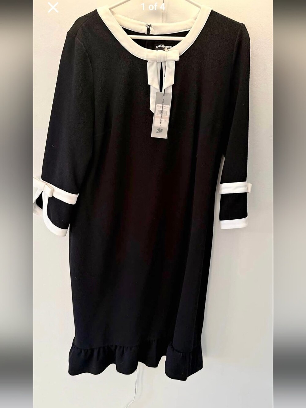 Karl Lagerfeld Black Dress with White Trim